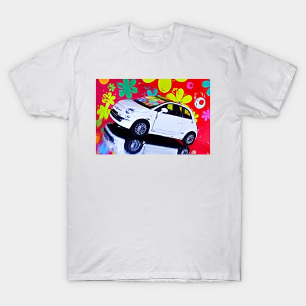 White Fiat 500 surrealism T-Shirt by DeVerviers